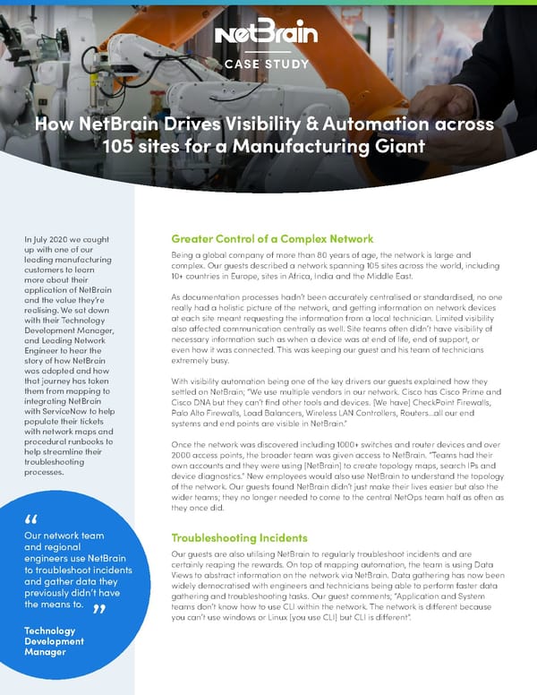 Visibility for Manufacturing Giant - Page 1