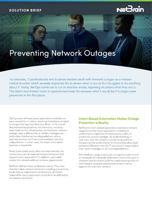 NetBrain Preventing Network Outages Solution Brief_11-7-22 - Page 1
