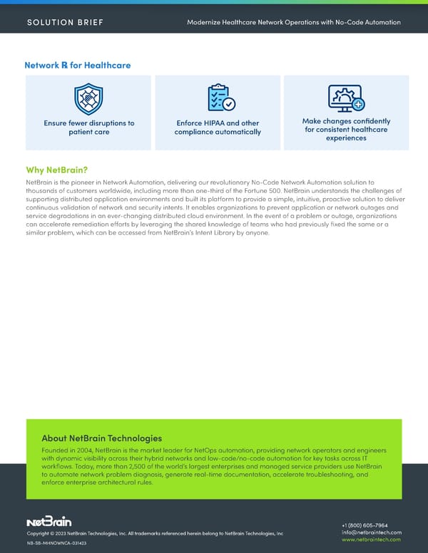NetBrain Modernize Healthcare Network Operations With No-Code Automation Solution Brief_3-14-23 - Page 3