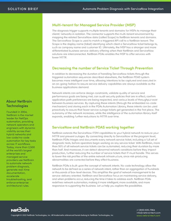 NetBrain Automate Problem Diagnosis With ServiceNow Integration Solution Brief_2-15_22 - Page 5