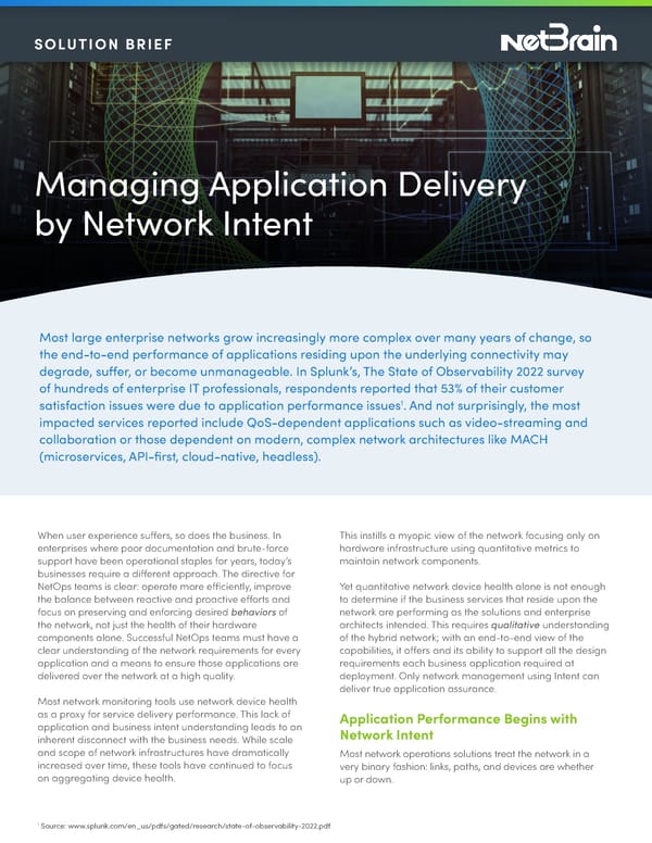 NetBrain Managing Application Delivery By Network Intent Solution Brief_9-8-22 - Page 1