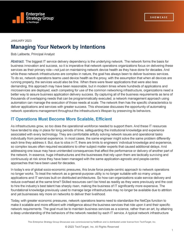 ESG Showcase NetBrain Network Intent Jan 2023 - Page 1