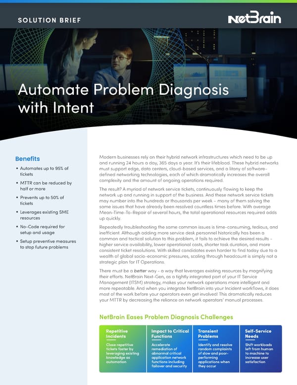 NetBrainAutomateProblemDiagnosisWithIntentSolutionBrief_5-12-23 - Page 1